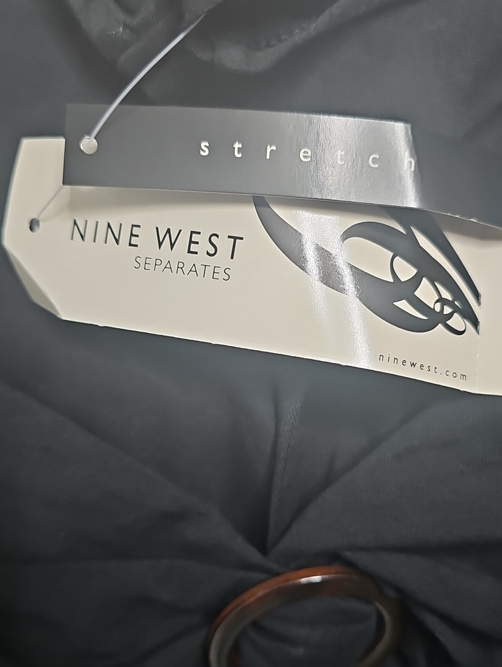 Nine West Black Sleeveless Ring-Knot V-Neck Top - Picture 5 of 6